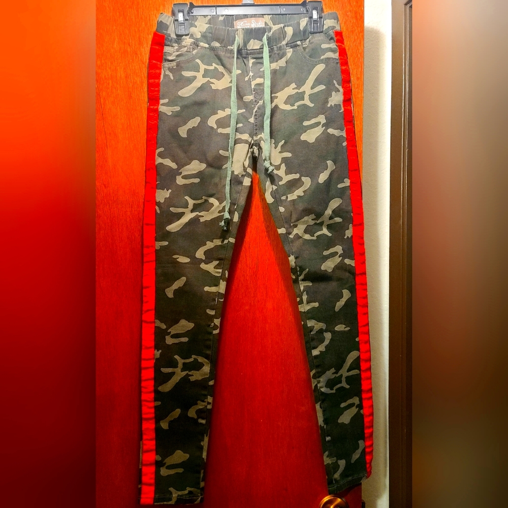 Roma Studio Premium Collection Cammo Tuxedo stripe Stretchy jeans szL